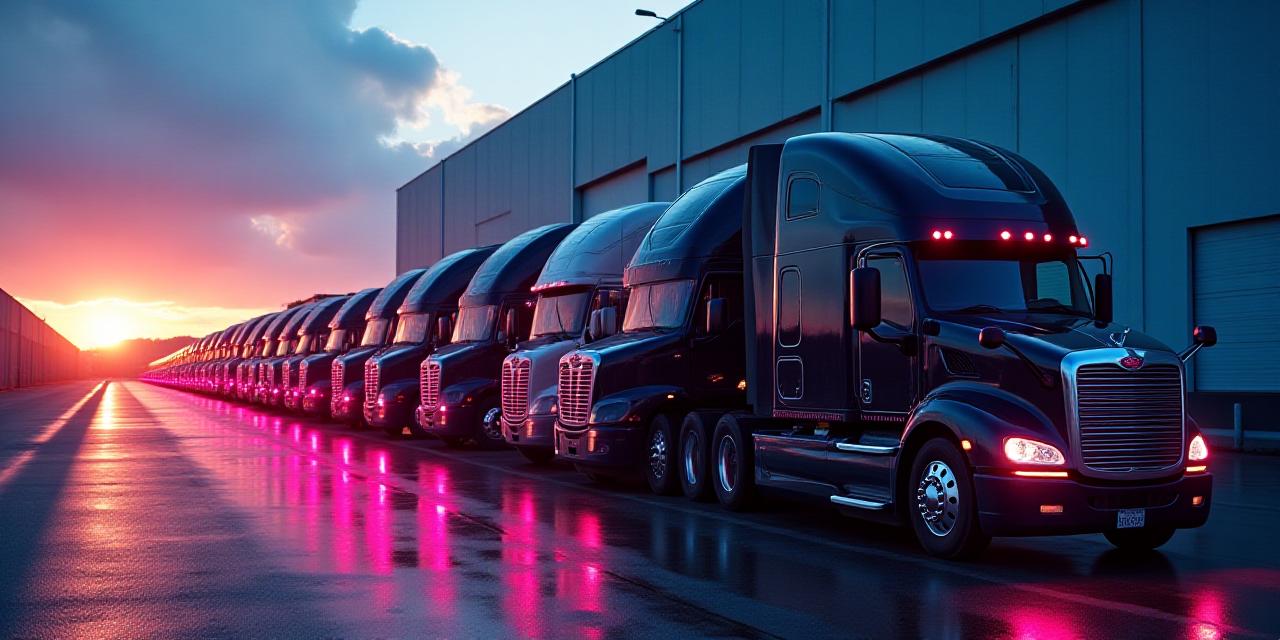 Logistics hub at sunset